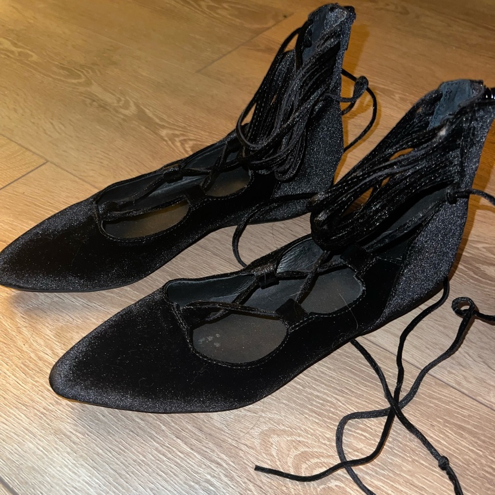 Jeffrey Campbell Atsuko Black Velvet Flats
